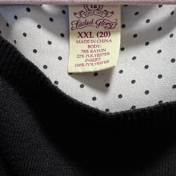 Faded Glory Lined Woman's Top Black Outer White W/Black Spots size XXL 20 - Picture 3 of 4